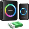 TECKNET Campanello Wireless, Campanello Senza Fili da Esterno Impermeabile, 60 Melodie con 5 Livelli di Volume, Raggio d'Azione 300m(1x Trasmettitore e 1x Ricevitore)