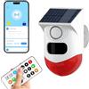 Chatthen Wifi Allarme casa, Allarme Solare con Sensore di Movimento, Allarme Esterno Resistente alle Intemperie, 0~120dB di Volume, Controllo Remoto, Impostazione Temporizzata, con Telecomando, 3 Modalità