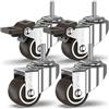 GBL Ruote per Carrello - Set di 4 Ruote per Mobili Piroettanti con 2 Freni - Ø 25 mm - Rotelle Girevoli con Perno Filettato M6 - Ruota Carrello Antigraffio - Capacità di Carico 40 kg