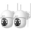 ANRAN 2K Telecamera WiFi Esterna, 360° PTZ Videocamera Sorveglianza WiFi con Visione Notturna a Colori, Rilevamento Umano, Allarme Sonoro/Luminoso, Audio Bidirezionale, IP66, Supporta 2,4GHz/5GHz