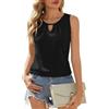 Zeagoo Top Donna Estiva Canotta Senza Maniche Canottiere Elegante Camicetta con Scollo a V Top Estivo Magliette Nero XXL