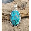 Buona Blu Rame Turchese Gemma 925 Argento Sterling Fatto a Mano Ciondolo B-2