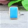 Anello In Argento Sterling 925 Con Gemma Turchese Blu Di Tutte Le Misure