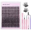 WENDY LASHES Kit Extension Ciglia Naturali Effetto 3D Wispy Ciglia Finte Ciuffetti C9-Mix10-18mm Cluster Lashes Kit with Lash Extension Colla E Pinzette(FK/KIT-C9-3D-1018)