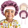 Lolalet Bambino Cuffia Seta Capelli Notte 2 Pezzi, Silk Bonnet Berretto da Notte in Seta Cuffia con Fascia Elastica per 5 ai 12 Anni Bambine Capelli Ricci -Viola/Champagne