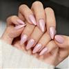 KQueenest Chrome Press On Nails - Unghie rosa glitterate da incollare a mandorle luccicanti finte unghie finte da incollare, smalto acrilico per donne, 24 pezzi