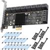 GLOTRENDS SA3120-C Scheda di espansione PCIe X1 SATA a 20 porte con cavi SATA e di alimentazione, compatibile con Windows, Linux, Mac OS, NAS