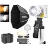 Godox ML100Bi - Luce video a LED da 120 W, con Godox Square Softbox ML-SF50, AK-B02, adattatore per batteria manuale 2800 K-6500 K, kit di illuminazione video bi-colore, controllo app, supporto (Kit)