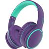 RORSOU B10 Over Ear Cuffie Bluetooth, 2 modalità EQ (Normale/Grave), autonomia di 50 ore, cuffie wireless con microfono, cuffie stereo HiFi leggere e pieghevoli per iPad/Viaggio/Tablet/PC/Casa Viola