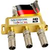 TronicXL BK, cavo a banda larga CATV, 3 scomparti, per TV via cavo DVB-T, splitter SAT DVBS DVBS2 DVBT DVBC digitale Full HD TV TV via cavo HD adatto 3D 4K TV FM