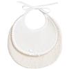 Filet - Bavaglino Tondo in Morbido Tessuto con Pois Effetto 3D con Inserto in Tela Aida da Ricamare, Chiusura con Laccetti, Made in Italy, Colore Beige