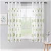 MIULEE Tenda per Camera da Letto, Tende Voile con Verde Ricamata Motivo, Tende Bianche Trasparenti con Occhielli, Tenda Finestra Interni per Casa Soggiorno e Salotto 2 Pezzi,2xL 140 x A 160 cm