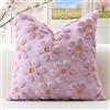 Artscope 1 Pezzi Primavera Estate Federe in Lana Corta Velluto Copricuscini Morbido Decorativo Fodere per Cuscino Lusso Stile per Divano Camera da Letto Fiori Lilla Chiaro 50x50 cm