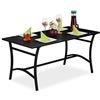 Relaxdays Tavolo da Giardino, Rettangolare, Terrazza & Balcone, Arredamento da Esterno, Metallo, 55,5x120x60cm, nero