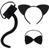 UILYNIU 3 Pezzi Costume Gatto Costume da Animale per Bambini e Adulti, Orecchie da Gatto Lungo Coda Cravatta a Farfalla, Gatto Accessori Per Halloween Carnevale Animale Orecchie Cosplay Festa (Gatto)