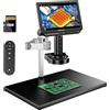 TOMLOV Microscopio Digitale TOMLOV 4K con Autofocus, Schermo HDMI da 10.1', Modello TM4K-AF Max, Microscopio per Saldatura con Luce LED per Riparazione di Dispositivi Elettronici e Telefoni