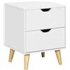 HOMCOM Comodino HOMCOM con 2 cassetti, stile scandinavo per camera da letto, soggiorno, 40x35x cm, Bianco