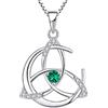 YL Collana Celtici Argento 925 con Maggio Pietra portafortuna Zirconia Cubica Verde Luna e Nodo Celtico Pendente per le Donne