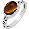 Sterling Silver Jewelry Anelli solitari con gemme naturali per donna - Anelli di forma ovale fatti a mano - Gioielli leggeri con pietre del mese alla moda - Perfetti per anniversario di matrimonio e occasioni speciali, W