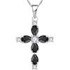 YL Collana Croce Argento 925 con Zirconia Cubica Nero Regali con ciondolo crocifisso per donne mamma, 45-48 CM