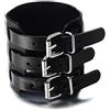 COOLSTEELANDBEYOND Grande e Largo, Uomo Braccialetto di Cuoio, Bracciale Vera Pelle Nera, Fascia di Polso, con Fibbia Ardiglione