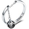 IMINI Anello pendente con perla coltivata d'acqua dolce nera Per donne e ragazze, argento sterling 925, catena regolabile con nappe, fascia per dito, promessa di fidanzamento, anello nuziale, Natale