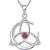 YL Collana Celtici Argento 925 con Gennaio Pietra portafortuna Granato Luna e Nodo Celtico Pendente per le Donne