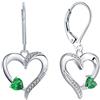 YL Orecchini Cuore Argento 925 taglio Maggio Pietra Portafortuna Verde Zirconia Cubica Orecchini a Cuore d'amore per Donne