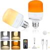 Pulsky Lampadina Ricaricabile, 2 Pz Lampadine LED E27 a Batteria con Timer Dimmerabile a 4 Colori, 7W, Telecomando Staccabile per Luci da Tavolo da Esterno, NON Cablataper il campeggio e l'interno