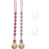 DAWOOWF 2 Pezzi Catenella Portaciuccio in Silicone,Set Catenelle per Ciuccio con 2 Pezzi Ciuccio Clip Adattatore, Portaciuccio Senza BPA,Catenelle per Ciuccio con Adattatore (Rosa e Rosso)