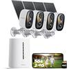 COOAU 4MP kit Telecamera Wi-Fi Esterno con Pannello Solare, 64GB Card Incluse, Wi-Fi 6 Dual Band(2.4GHz & 5GHz), Visione Notturna a Colori, Senza Abbonamenti, Adatta per Interni ed Estern, IP66, Cloud