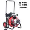 VEVOR Sturatubi Elettrico 30 m x 9,5 mm, Sonda per Fognature con Avanzamento Automatica su Ruote Portatile, 4 Lame e Interruttore a Pedale, per Tubi con Diametro da 5 a 10 cm, per Scarichi e Lavandini