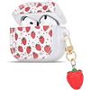 DiyGody Custodia Compatibile con AirPods 4 Generazione 2024 con Portachiavi, Cover Protettiva con Motivo di Fragola Fiore per Donne, Case in TPU Ultrasottile Inodore Antipolvere AntiGraffio Antiurto