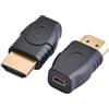 PremiumCord kphdma-26 Adattatore Micro HDMI tipo D a HDMI tipo A, femmina a maschio, Full HD 1080p, connettori dorati, senza perdita di qualità, colore: nero