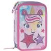 Franco Cosimo Panini MOFU MOFU - Astuccio Scuola Ufficiale Mofu Mofu, Astuccio 3 Scomparti Bambina e Bambino con Set Cancelleria, Penne Cancellabili blu e rossa, e Pratica Chiusura a Zip, 20x13Hx7 cm, Lilla