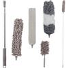 Relaxdays Set di Spolverini per Polvere, 3 Inserti, 1 Spazzolone Asta Telescopica Fino 2,5 m Lavabile Pieghevole, Grigio