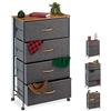 Relaxdays Cassettiera con Ruote, Cassetti in Stoffa, Mobiletto, Ripiano in Aspetto Legno, HxLxP: 93x58x30 cm, Grigio
