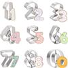 Molain Set di 9 formine per biscotti a forma di numero, numeri di compleanno 0-8 (6 inversi a 9), formine per biscotti in acciaio inox per la cottura, strumento di cottura a forma di numero, per