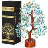 YATHABI Albero con pietre turchesi, collezione decorativa per la casa, Bonsai Reiki, cristallo curativo, albero dell'amore, buona ricchezza, Aura bilanciamento con filo d'argento (misura 30-30 cm)