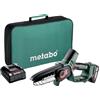 Metabo sega a batteria per legno - 600856500 - motosega compatta da 15 cm, con batteria e caricabatterie, in borsa degli attrezzi
