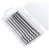 YUHIAKE 7 Pezzi Punte per Avvitatore Esagonale Lunghi Professionali, Set di Testa Esagonale Inserti Cacciavite Magnetici, Brugola H2-H8, Codolo Esagonale da 1/4, 100mm, Acciaio S2