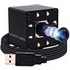 ELP Webcam 4K Autofocus USB visione notturna No-Distortion IMX415 Sensore Ultra HD Camera 3840x2160@30fps, UVC compatibile per videoconferenze