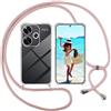 ISOI Cover con Cordino per Xiaomi Poco F6 5G, Custodia Trasparente con Collana Tracolla Laccio Collo Ultra Sottile Morbido TPU Silicone Antiurto AntiGraffio Antiscivolo Case, Rosa