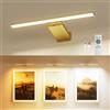 PopoIron Illuminazione per quadri Senza fili, batteria ricaricabile da 12000mAh con telecomando, lampada da parete LED dimmerabile per quadri e dipinti, 3 temperature colore, CRI 95+, timer e memoria, oro, 1