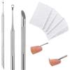 TIESOME Spingi cuticole a doppia estremità, con 10 fogli di carta vetrata Cuticle Pusher Remover, strumento professionale per la rimozione delle cuticole per manicure e pedicure (argento)