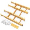 SpaceAid, Divisori per cassetti in bambù con inserti ed etichette, organizer regolabili per la casa, per cassetti di cucina o ufficio, 4 divisori con 9 inserti (43,2-55,9 cm)