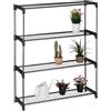 Relaxdays Scaffale Porta Piante, 4 Ripiani Portapiante in Vaso, Fiori e Erbe, Acciaio e Plastica, HLP 106x91x28 cm, Nero