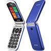 Brondi Chi Parla Brondi Stone+ - Cellulare con apertura a conchiglia e flip attivo, Dual Sim, Display 2.4 pollici, Blu