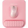memzuoix Tappetino Ergonomico per Mouse con Supporto per Polso, Imbottitura in Memory Foam Premium per Sollievo dal Dolore, Base Antiscivolo in PU per Controllo Stabile e Liscio - Rosa