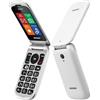 Brondi Chi Parla Brondi Stone+ - Cellulare con apertura a conchiglia e flip attivo, Dual Sim, Display 2.4 pollici, Bianco